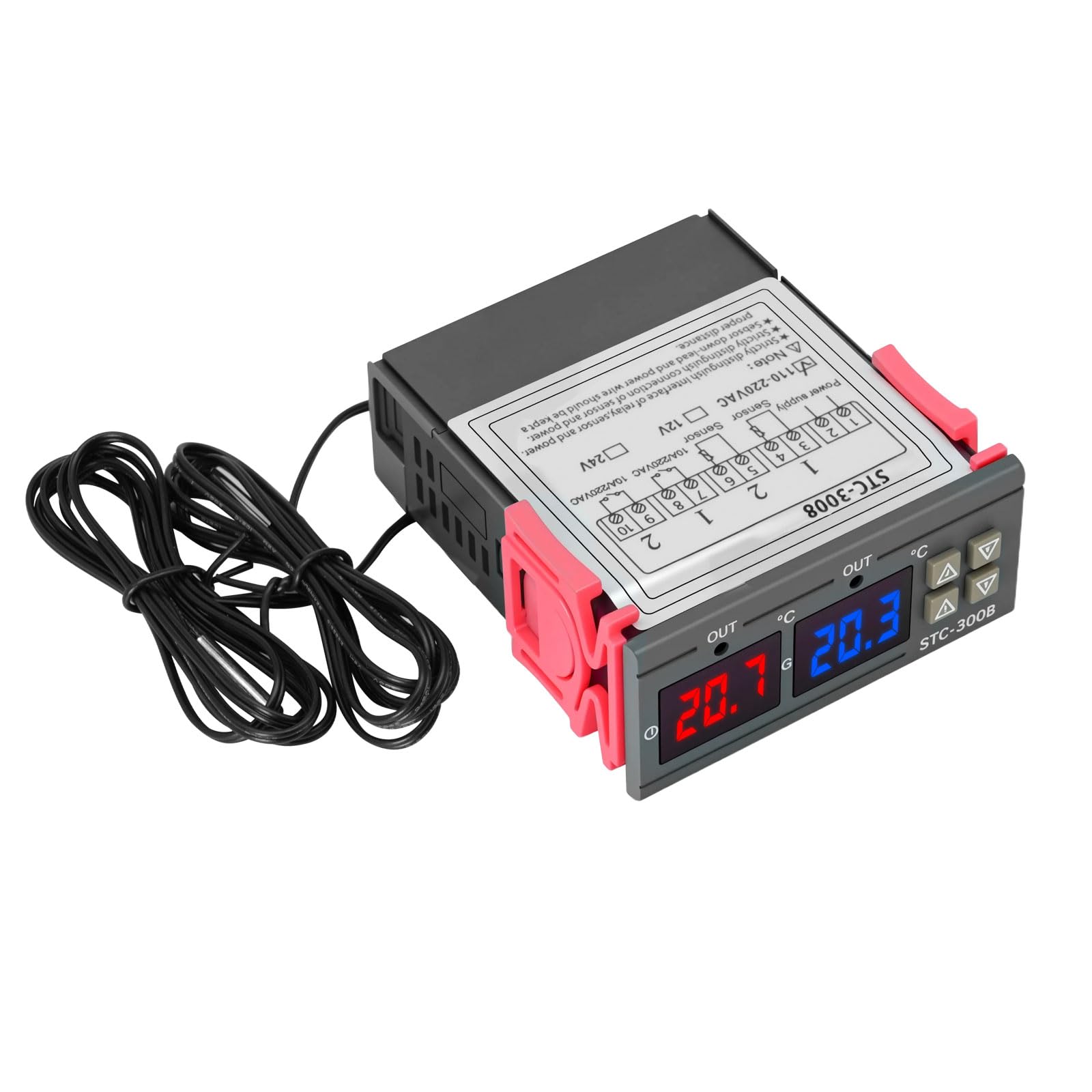 Termostato Digital Binghe Termostato Dual Digital Display Regulador de Temperatura AC 110-220V con Doble Sonda de Calefacción Sensor modo de calefacción y refrigeración Para incubación