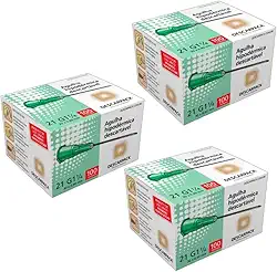 Agulha Intramuscular Hipodérmica Verde 21g 30 x 0,80mm Com 300 unidades - Descarpack