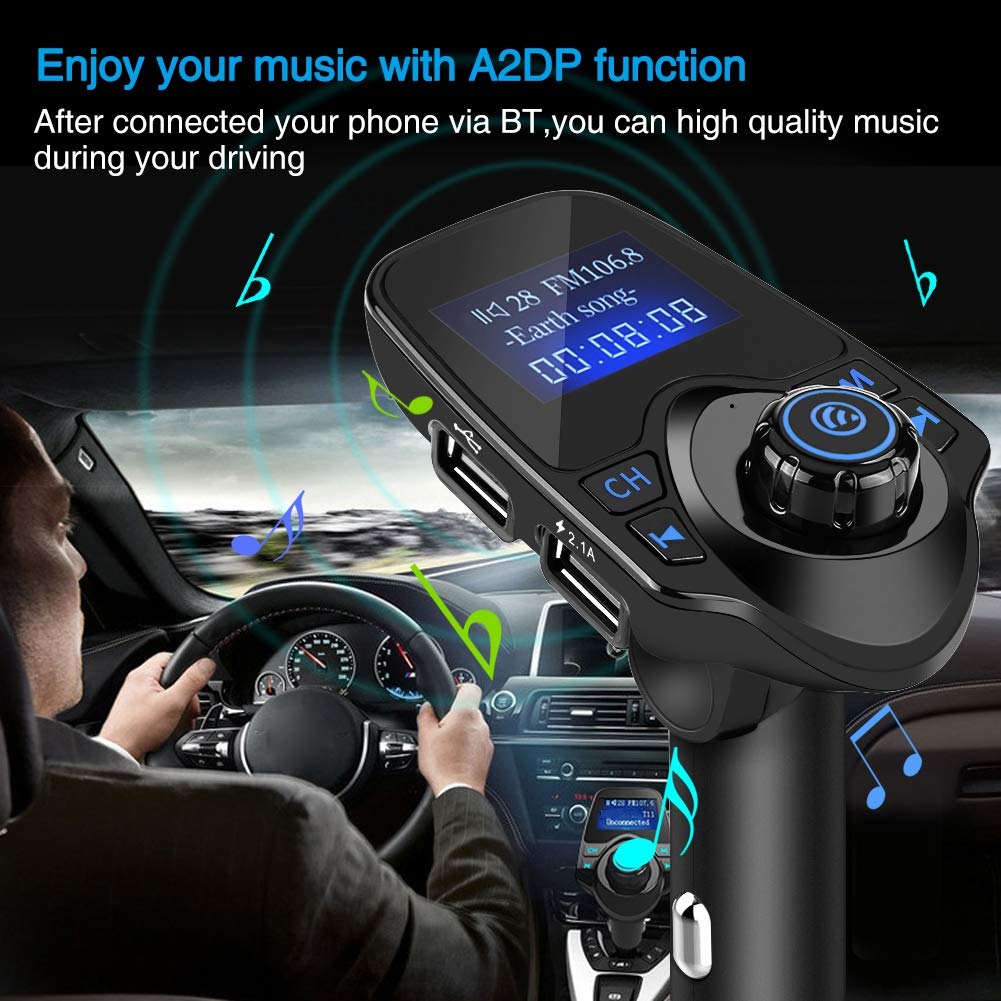 FM-Transmitter, T11 Bluetooth Wireless Freisprecheinrichtung MP3-Player FM-Transmitter USB-Ladegerät