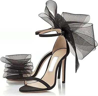 Sangeuhhlk Women Stiletto High Heels Pumps, Asymmetric Big Bow Knot Stiletto, Closed Pointed Toe Sandals, Sexy Dress Wedding Party Prom Pumps Shoes