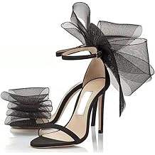Sangeuhhlk Women Stiletto High Heels Pumps, Asymmetric Big Bow Knot Stiletto, Closed Pointed Toe Sandals, Sexy Dress Wedding Party Prom Pumps Shoes