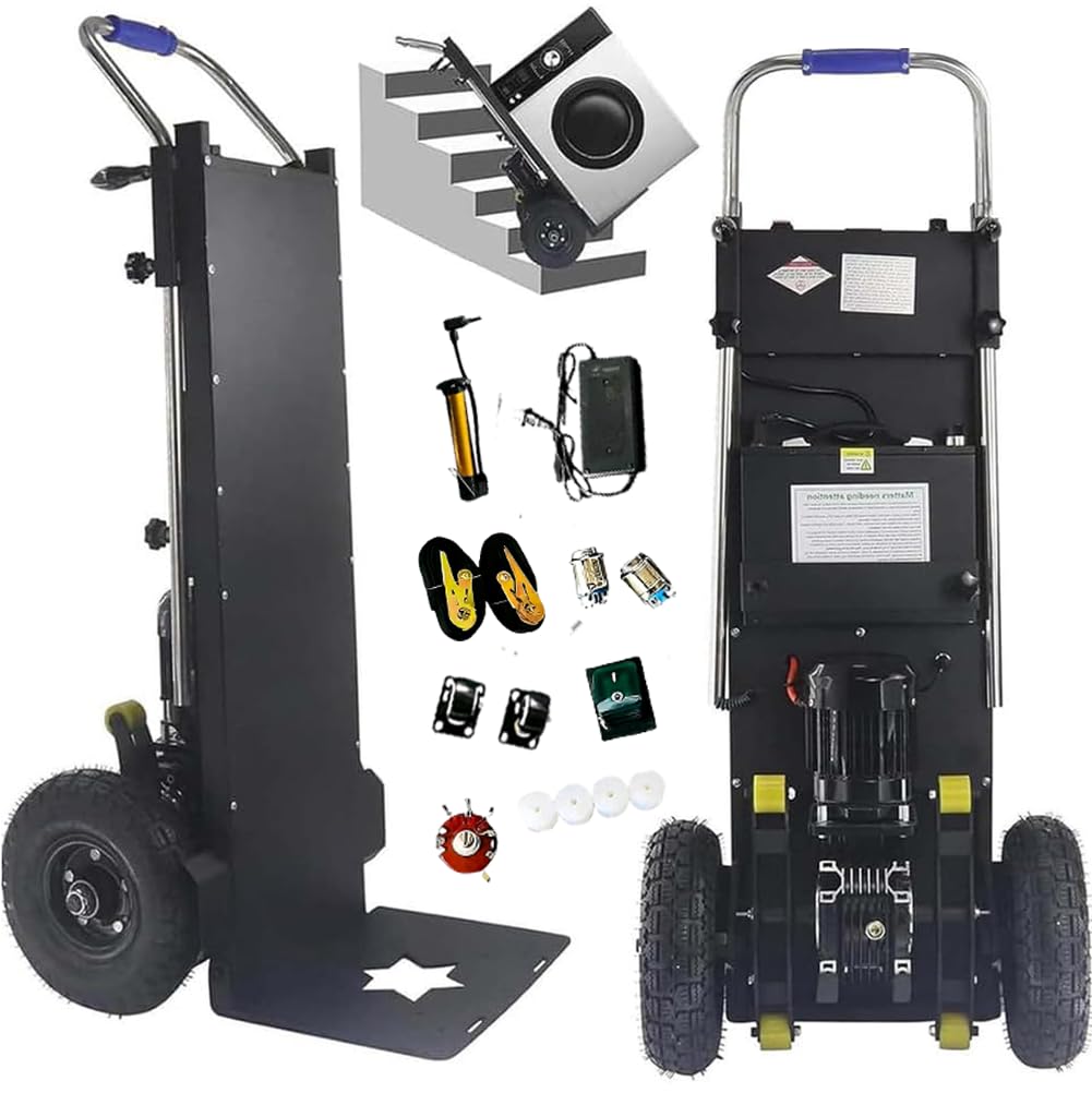 Carretilla Sube Escaleras, Carretilla Eléctrica 1500W hasta 250 kg, Carretilla Motorizada Profesional, Vehículo de Transporte para Mudanzas y Logística para Uso Doméstico y Comercial (Negro)