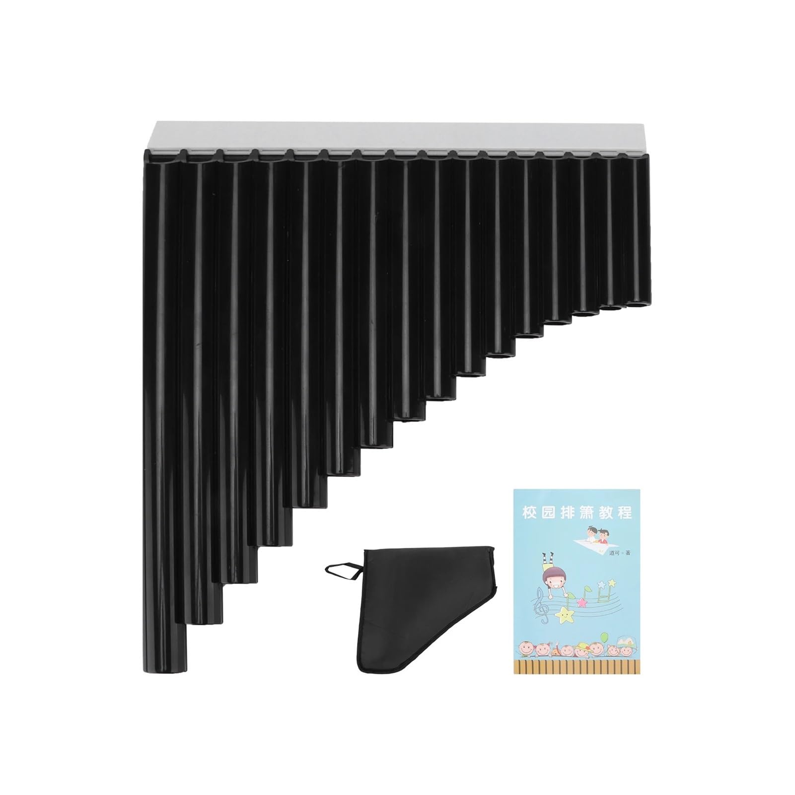 Mini flauto di Pan portatile Strumento a fiato 16 tubi Flauto di Pan tradizionale for principianti for personale docente for adulti Mini flauto portatile in plastica(Black)