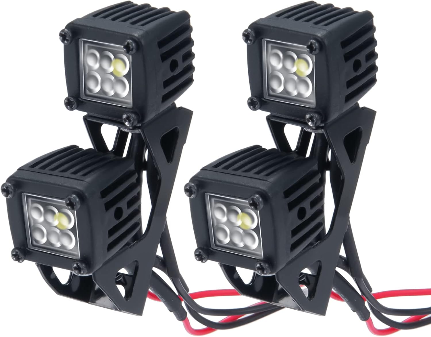 RC Car LED Lights Headlights Headlamp Square Lens Spotlight 4PCS Compatible with 1/10 RC Crawler Car TRX4 TRX6 Axial SCX10 90046 RR10 D90 Upgrades Parts (B-6 Holes)