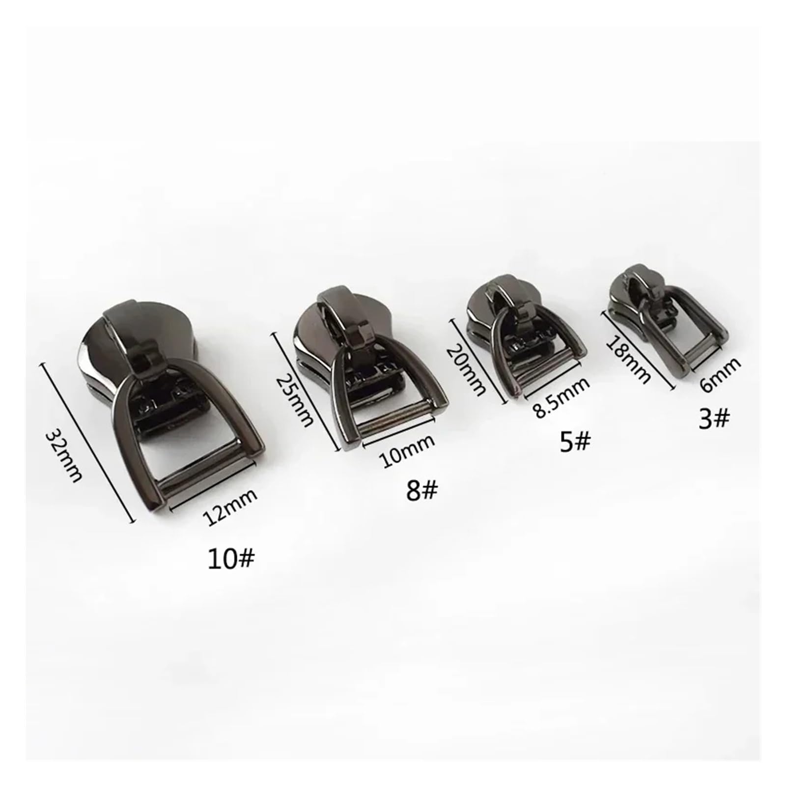 Tirador de cremallera for Metal, anillo en D, deslizadores, bolsas, chaqueta, cierre cremalleras repuesto, accesorios costura DIY, 5-20 piezas, 3#5#8#10#(Chrome,20Pcs,ForMetal-No8)