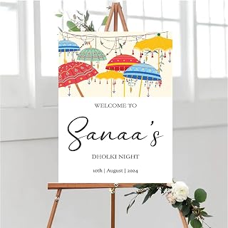 Personalized Dholki Welcome Sign, Custom Indian Traditional Mendhi Ceremony Sign, Indian Muslim Dholki Sign, Sangeet Decors, Indian Dholak Night Sign, Punjabi Dholki Sign #1