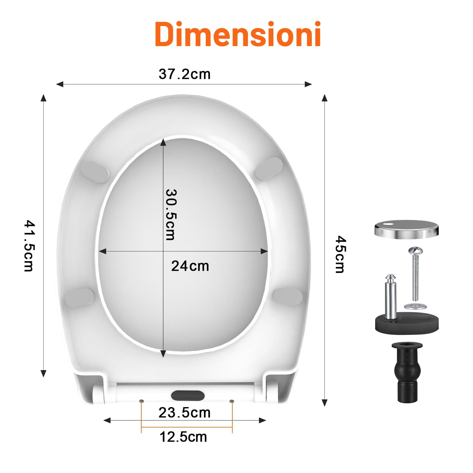 SURFOU Tavoletta WC Universale, Copriwater a Chiusura Rallentata Sedile Portata Fino a 150 Kg, Forma a O Bianco Asse Del Water Ammortizzata, Facile da Montare e Smontare, Senza Rumore, per Bagno