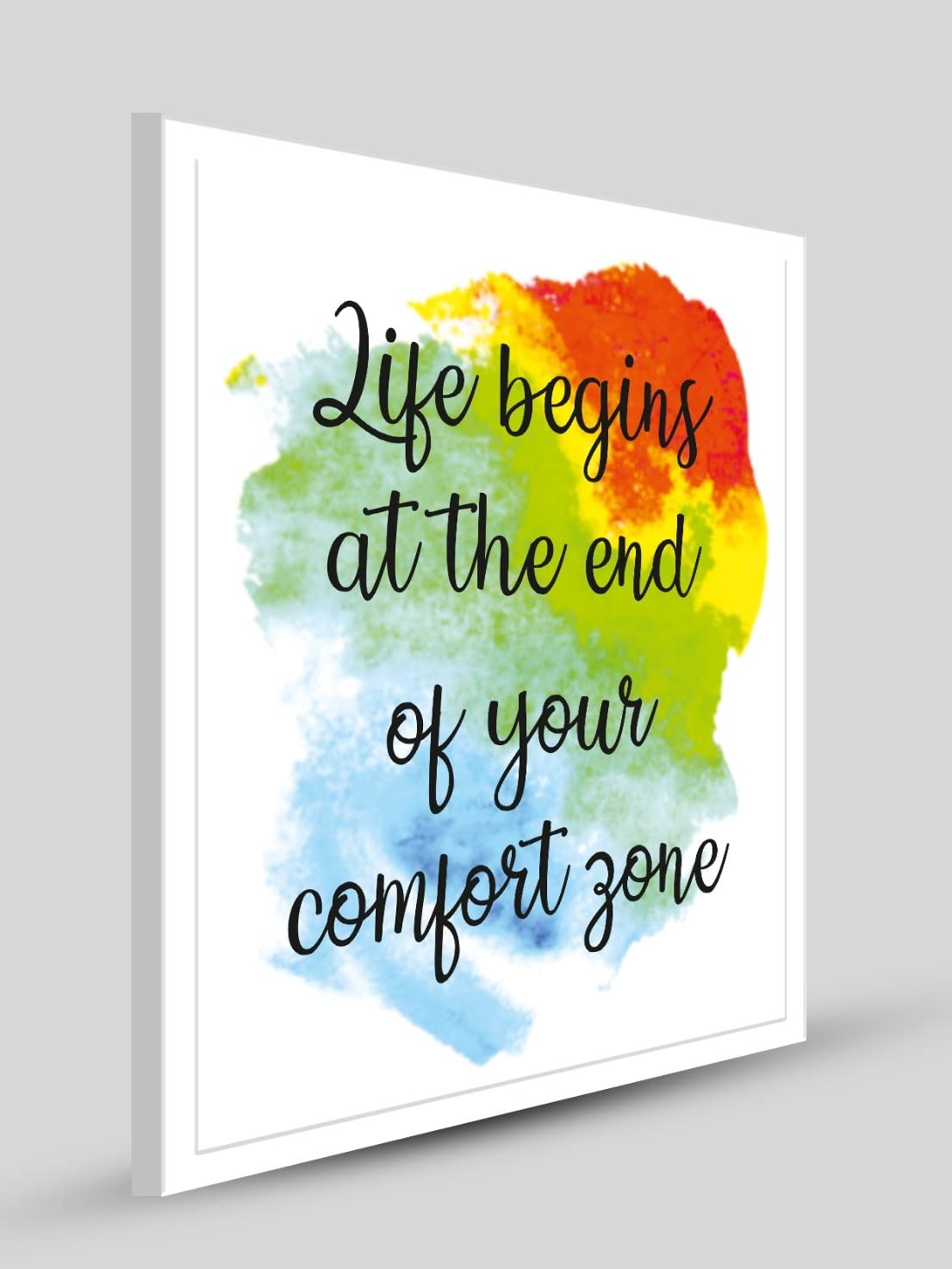 ROXOVA Life Begins at the End of Your Comfort Zone Motivational Quote Wall Frame for Home, Office, and Room Decor (White Frame | 10 x 13 inch)