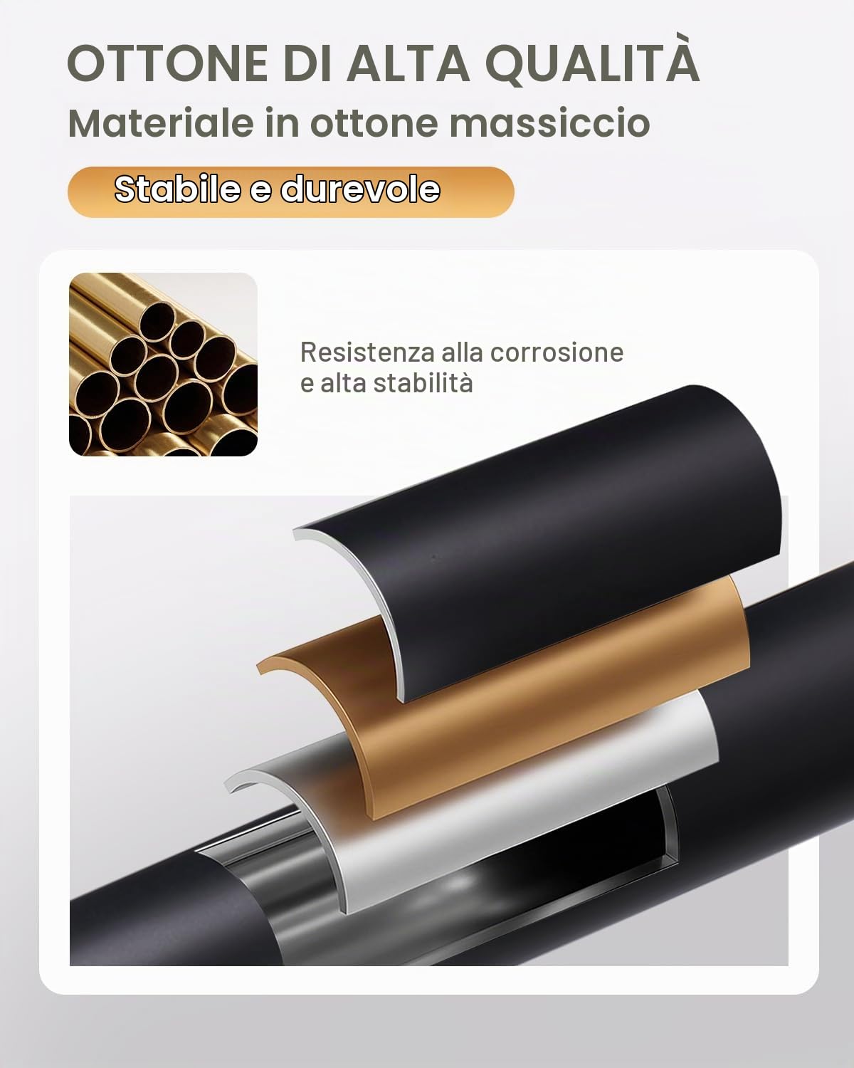 Miscelatore per lavabo da bagno nero opaco alto con cascata singola, rubinetto lavabo monocomando da appoggio, miscelatore in ottone