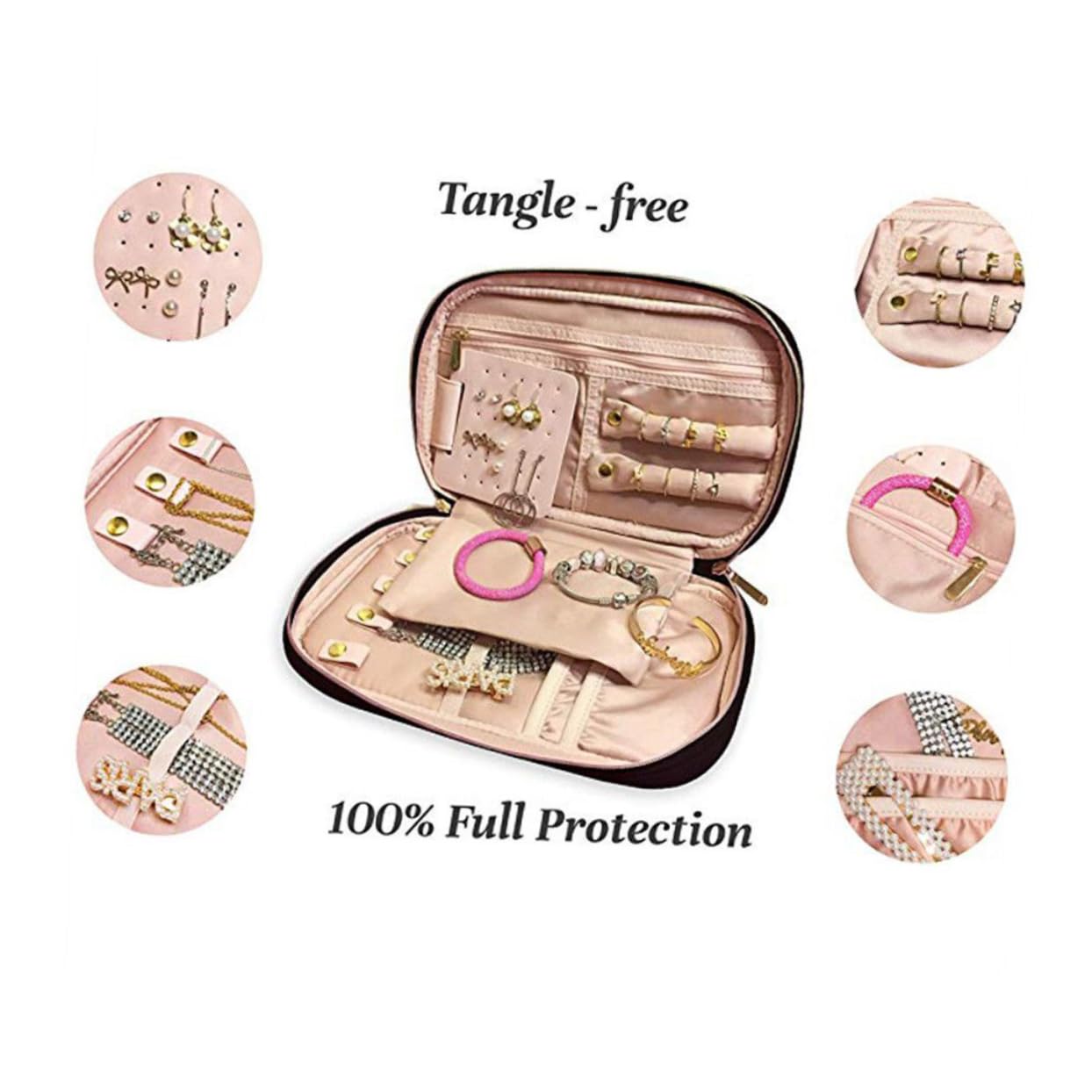 BESTYASH Jewelry Organizer Bag Multifunctional Jewelry Storage Sturdy Design Vaulted
