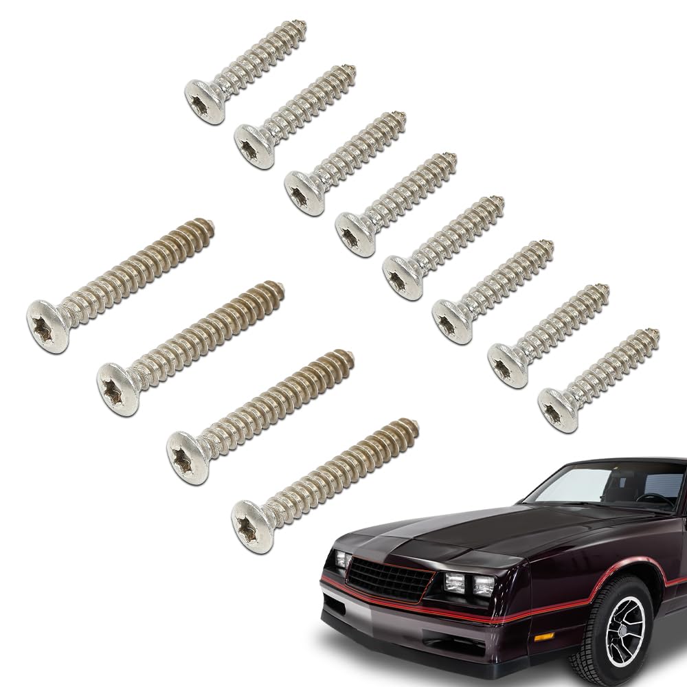 CHEDA Silver Headlight & Bumper Bezel Trim Screw Kit Stainless Steel Polished Chrome (Thread #8,Length 3/4