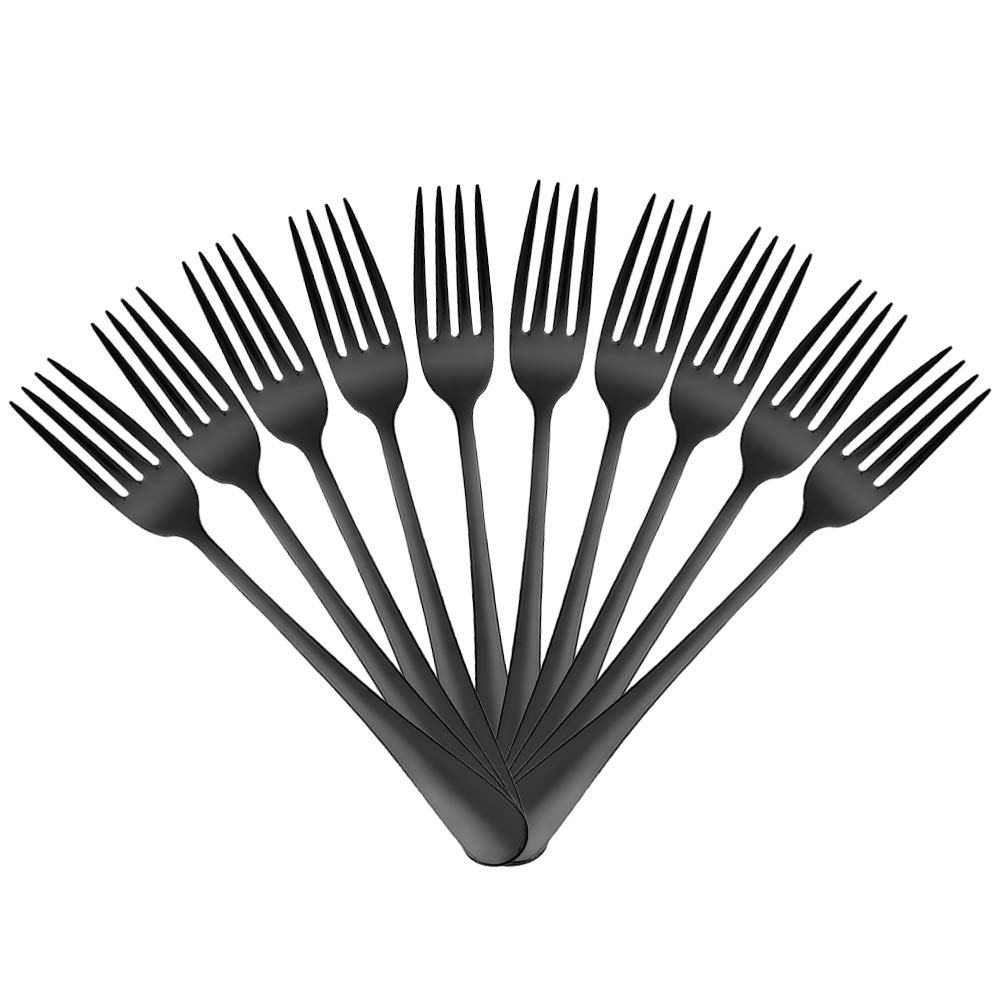 DEVICOForks Set, Good Stainless Steel 10-piece Black Silverware Cutlery Reusable Dinner Forks