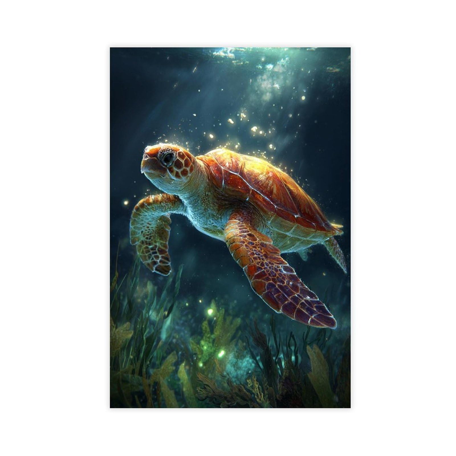Qnvjqkdsi Unframe Underwater Sea Turtle Art Canvas Poster Bedroom Decor Landscape Office Room Decor Gift 12" L X 18" W