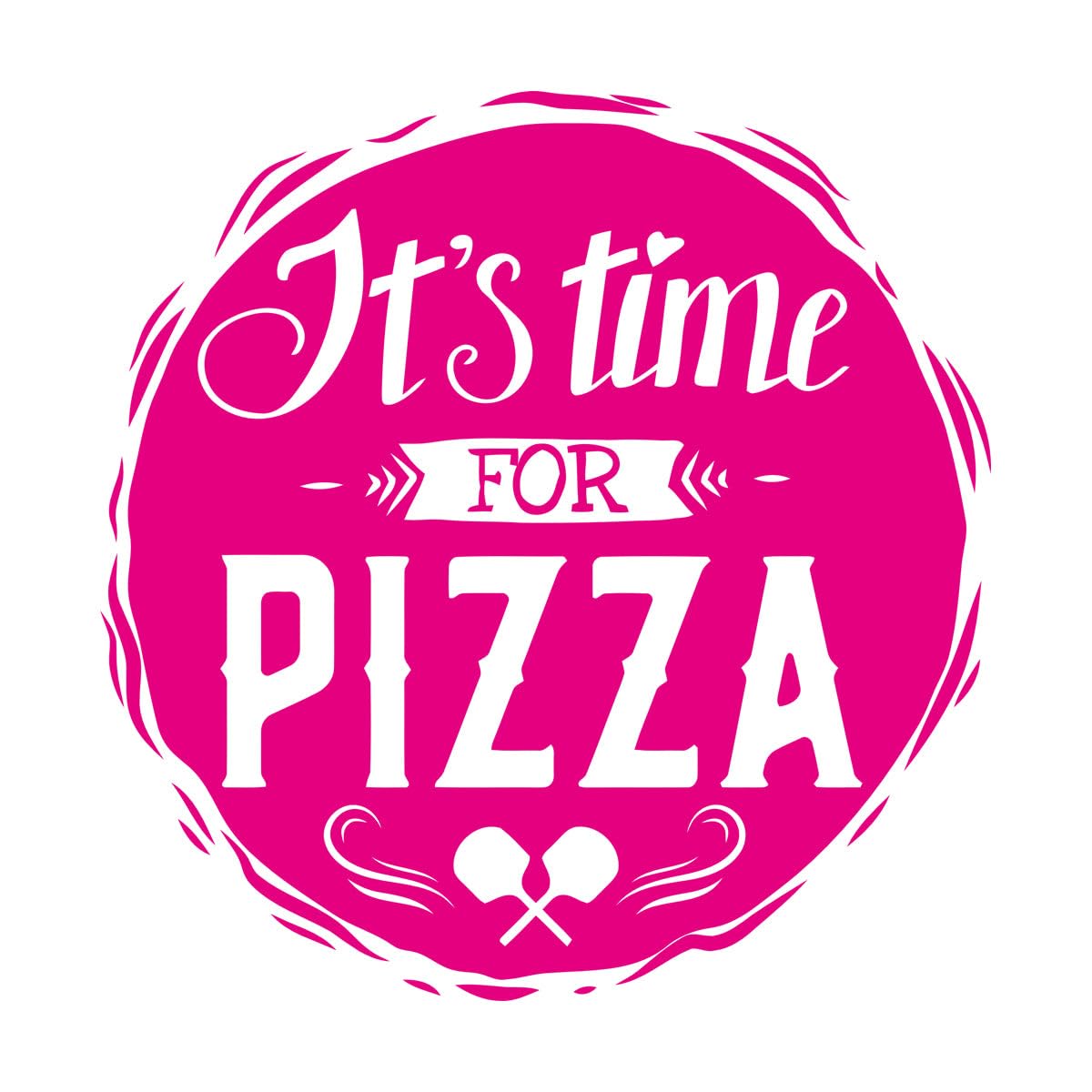 Vinyl Wall Stickers Kitchen Pizzeria Tasty Food Quote It's Time Pizza 54x55.2cm Art Mural Painting Large Rosered — image 1