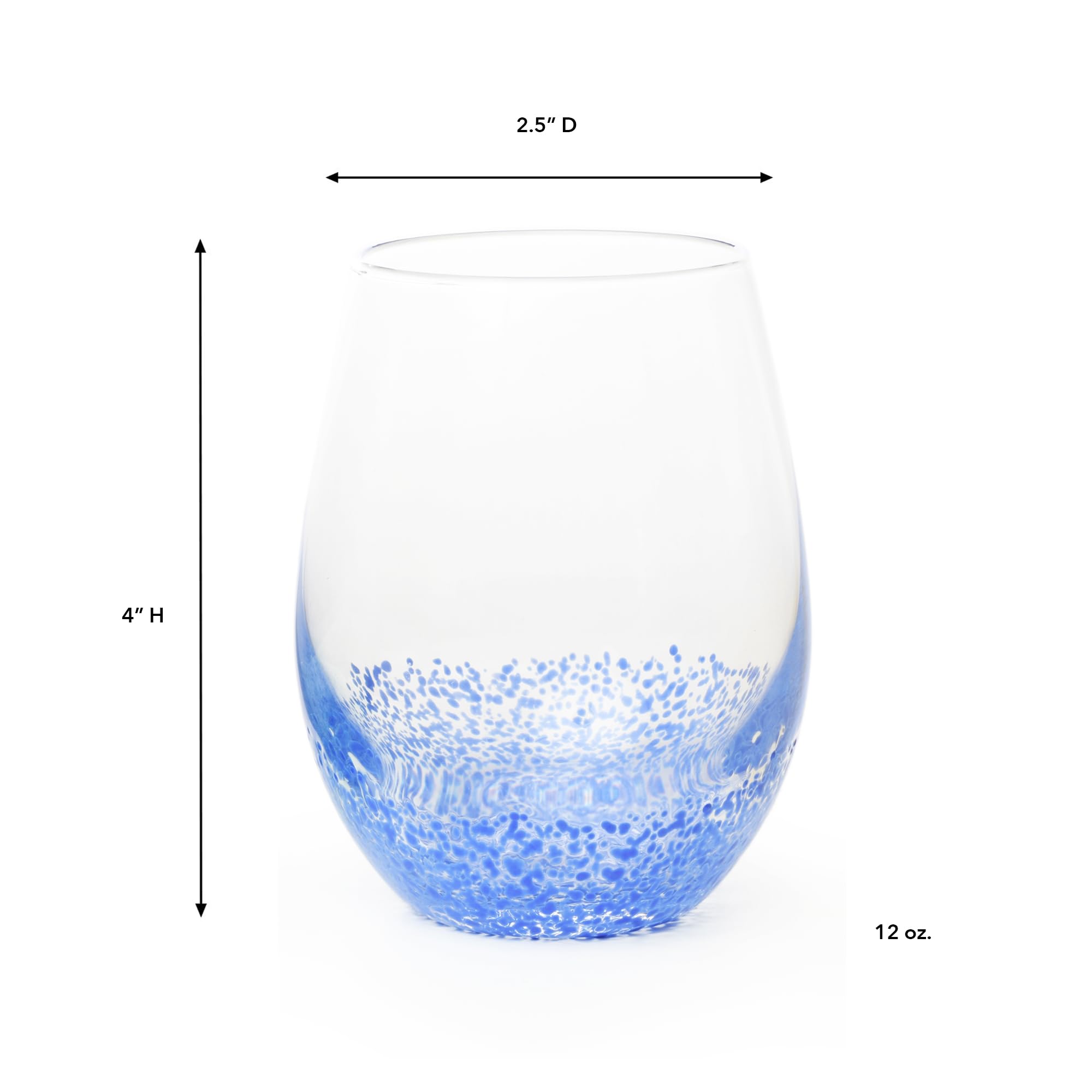 IMPULSE! Tierra Set of 6 Blue Glassware - Versatile for Cocktails, Margaritas, Gin Tonic, Bar Set, Durable Glass, Refreshing Beverages, Fruit Punch, Smoothie, 17 oz Capacity, 2.75 x 4.75 inches