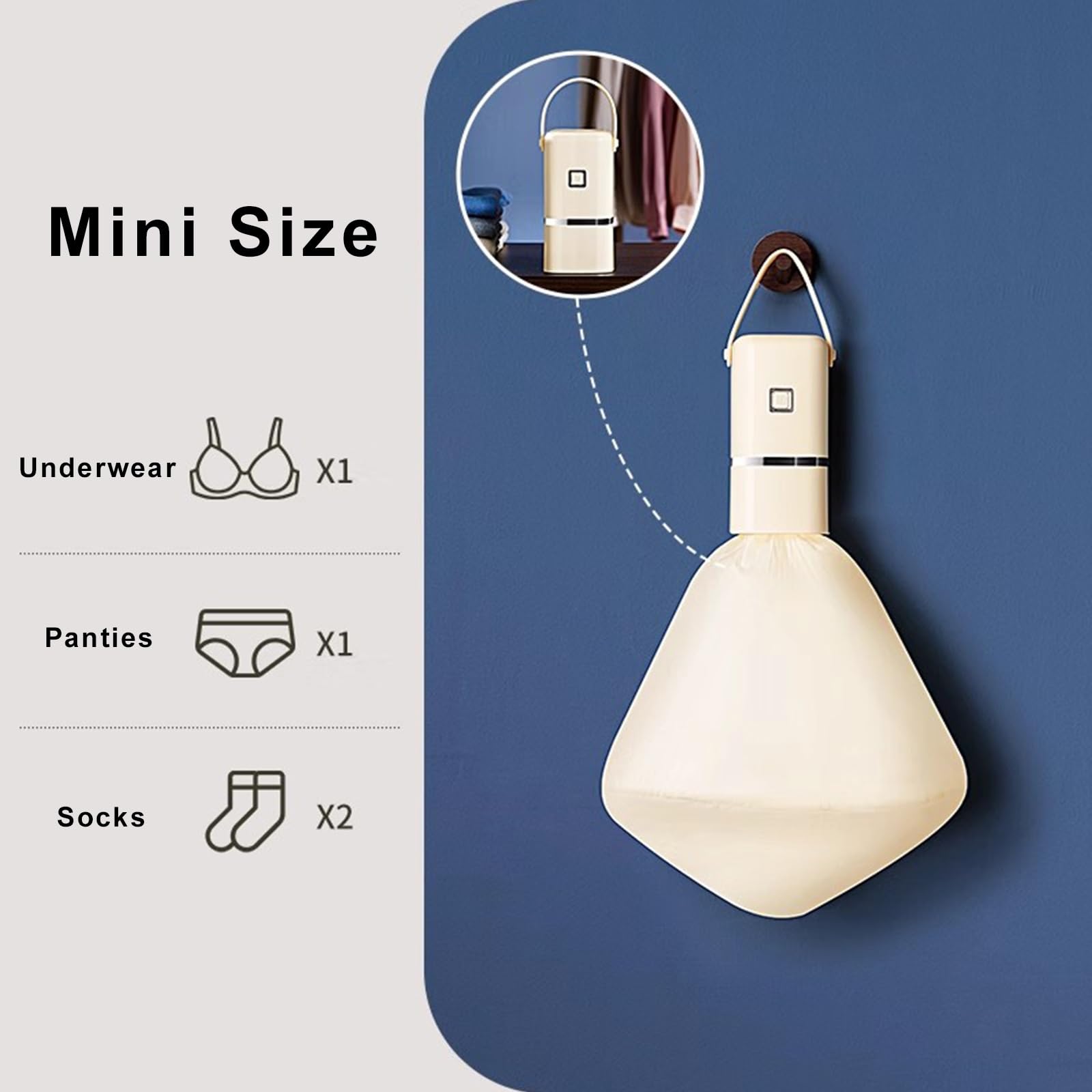 Mini Secadora, Secadora de Ropa Portatil Plegable, Secador de Ropa Electrico para Ropa Ligera, Ropa Interior, Ropa de Bebé y Calcetines(Mini)