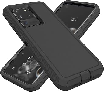 for Samsung Galaxy S20 Ultra Case, Heavy Duty Protective Case Dustproof Shockproof Drop Protection, 3 in 1 Rugged Cover for Samsung Galaxy S20 Ultra 6.9 inch Black