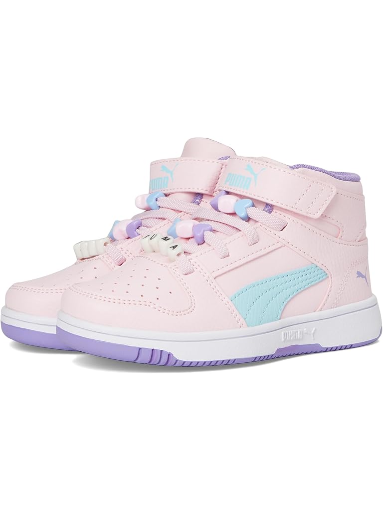 Pink PUMA Rebound Layup Mid Hook And Loop Shoes (Little Kid)