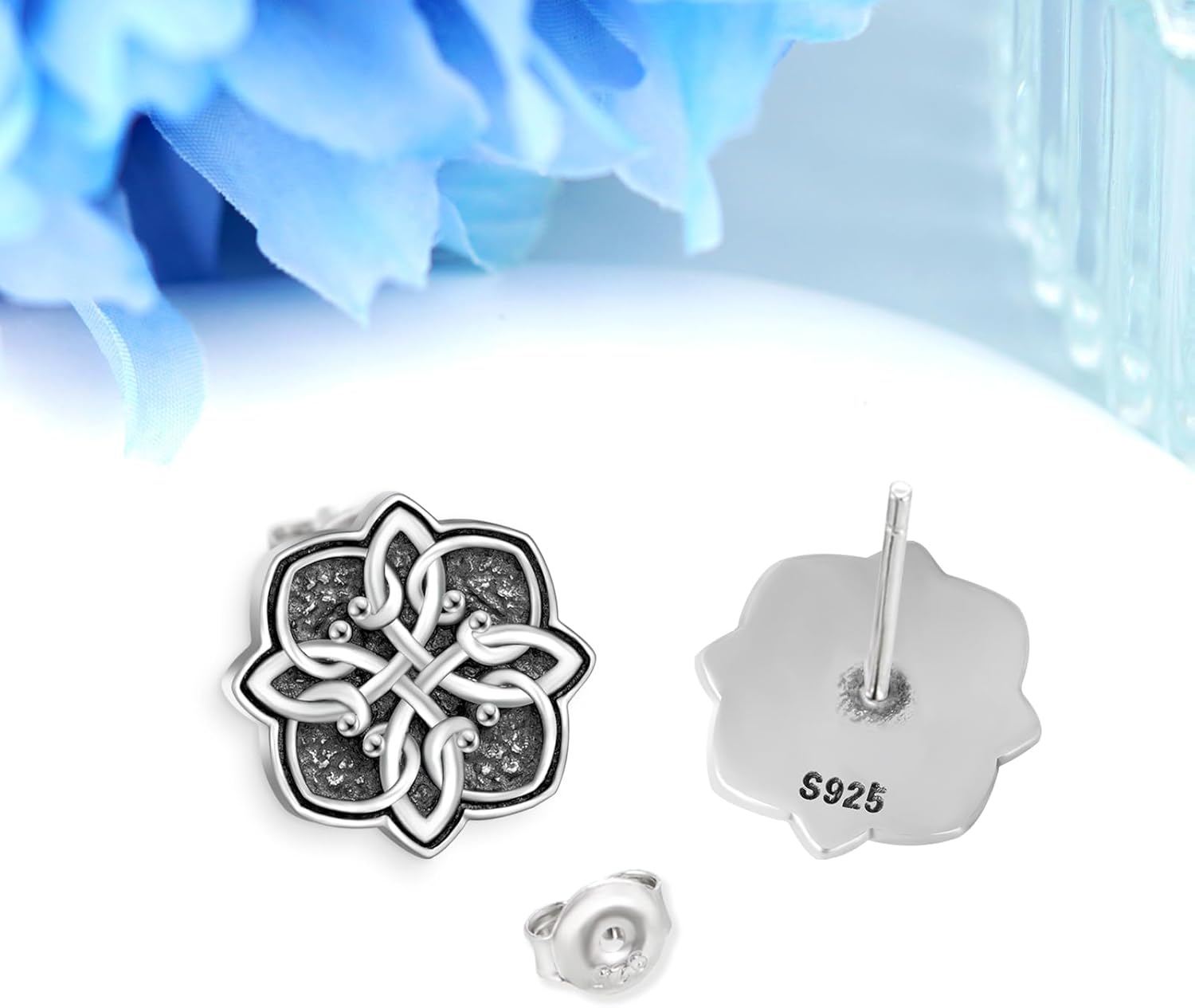 Witches Knot Earrings 925 Sterling Silver Witch Knot Stud Earrings Pagan Witch Jewelry Gifts for Women - Image 3