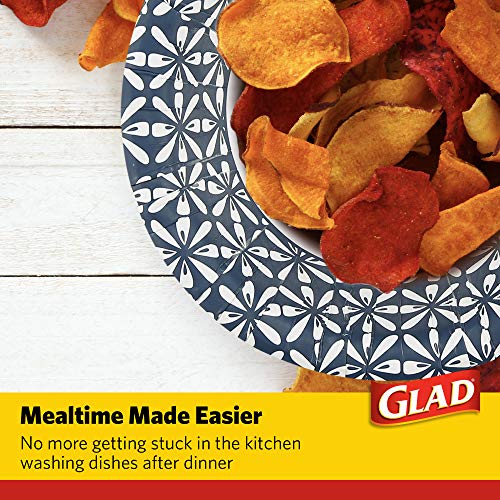 Glad Round Disposable Paper Bowls, Blue Mosaic, 16 Oz, 50 Count, 6-Pack - image 5