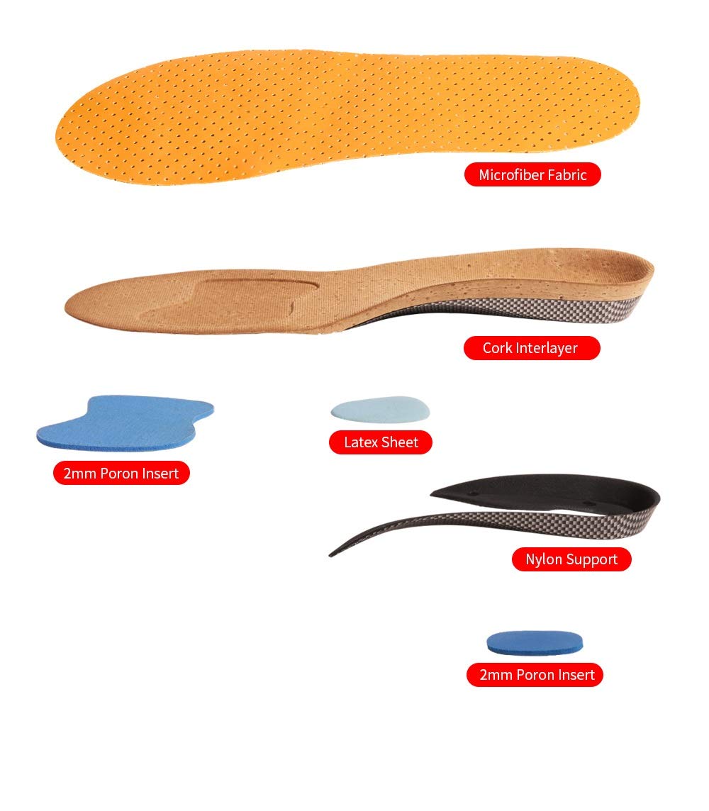 Plantari ortopedici Piedi Piatti Supporto per Plantare in Pelle Microfibra per Inserti di Scarpe Cuscino per Uomo Donna(35-37)