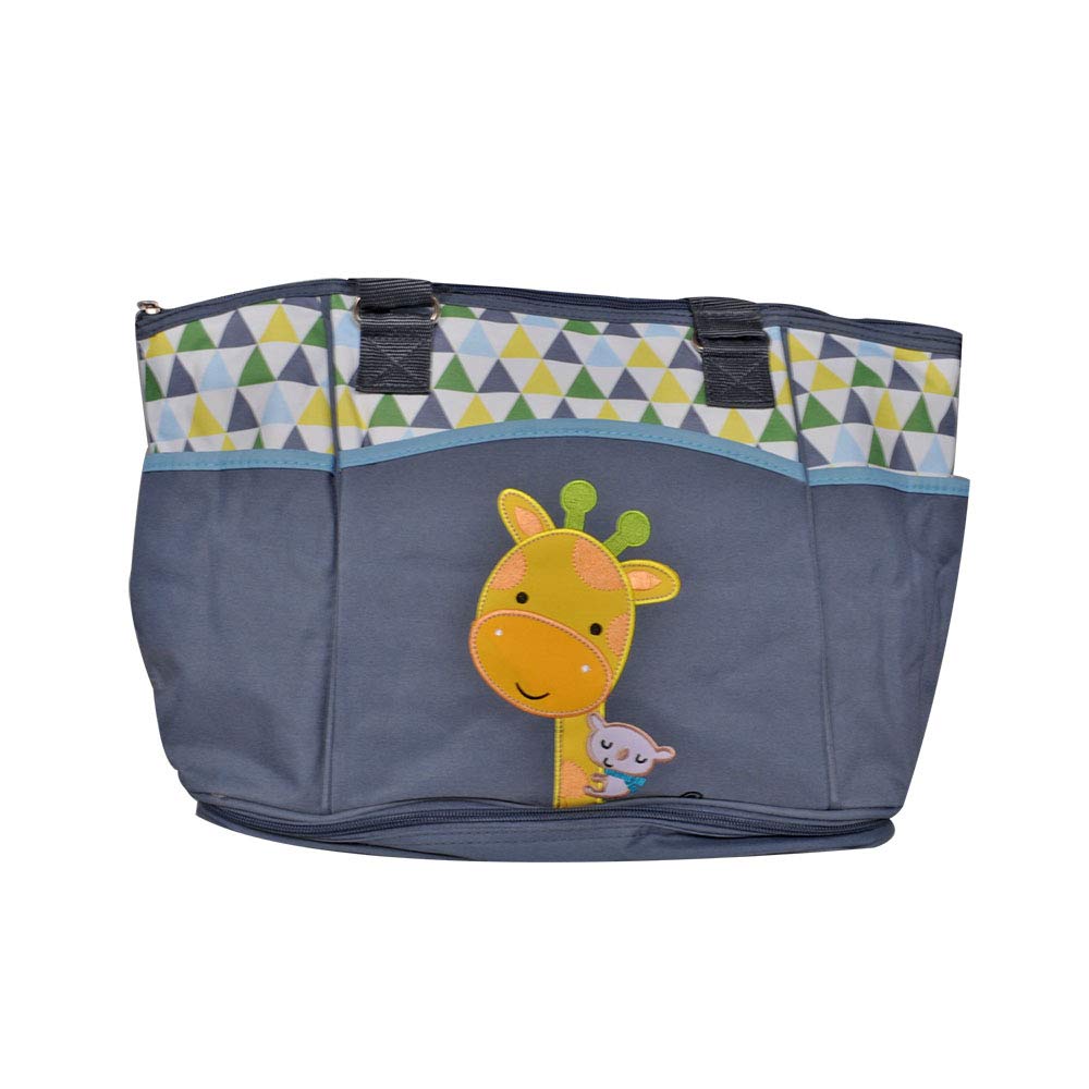 EZ Life Baby Diaper Bag - Giraffe - 6 Compartments - Diaper Changing Mat Included - Waterproof - Nylon - Grey-image-28