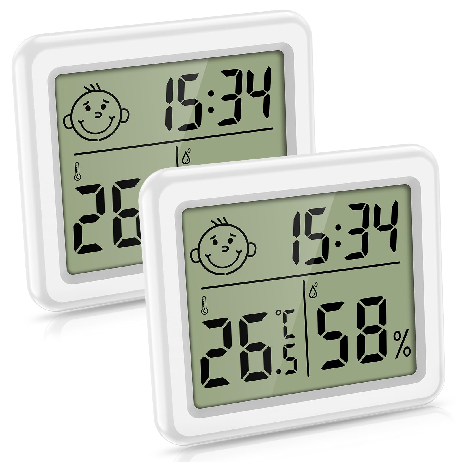 Ankilo Termometro Igrometro Digitale Con Orologio (2 Pezzi): Display LCD, Indicatore Comfort, Per Casa E Ufficio - 5
