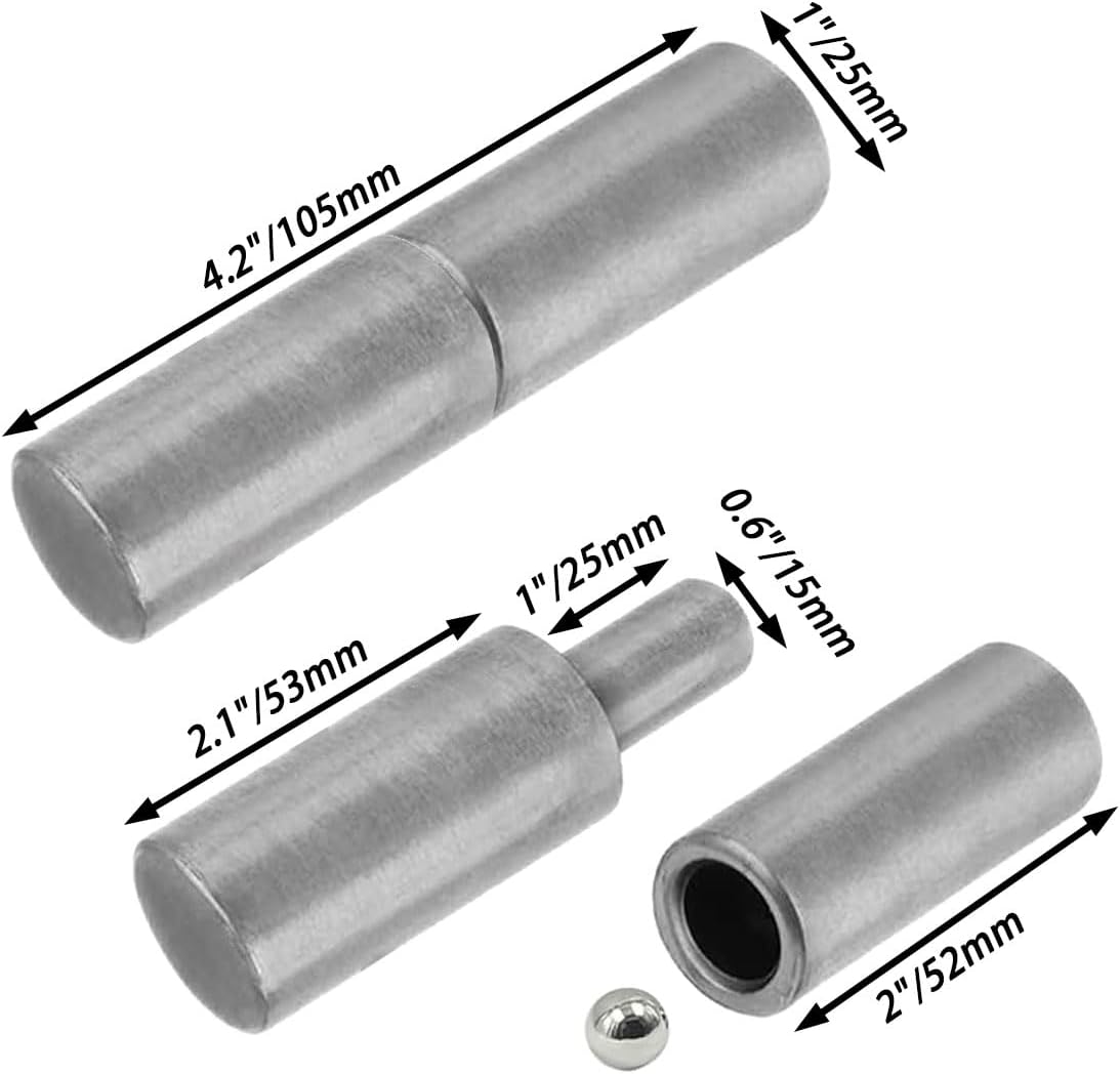 4 PCS Weldable Barrel Hinges 4⅛ x 1" Heavy Duty Steel Weld On Bullet Door Hinges Ball Bearing Detachable Hinge for Swing Door Trailer Ramp Gate Metal Gates(4⅛ x 1"- 4 pcs)