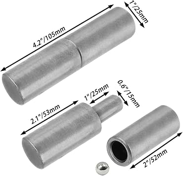 4 PCS Modern Style Carbon Steel Weld On Barrel Hinges, 4⅛ x 1 inch, 700lbs Capacity, Unfinished, for Swing Doors, Trailer Ramp Gates