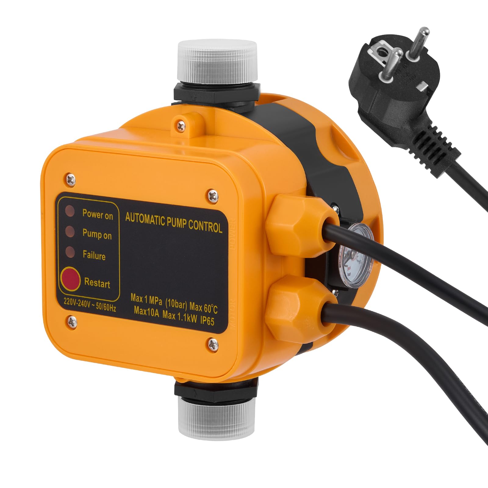 Pressostat Pour Pompe à Eau, ContrôLe électronique De Pression Pression Max. 10 Bar, 220-240 V Avec Prise étanche Ip54 Contrôle De Débit Pour Pompe De Jardin