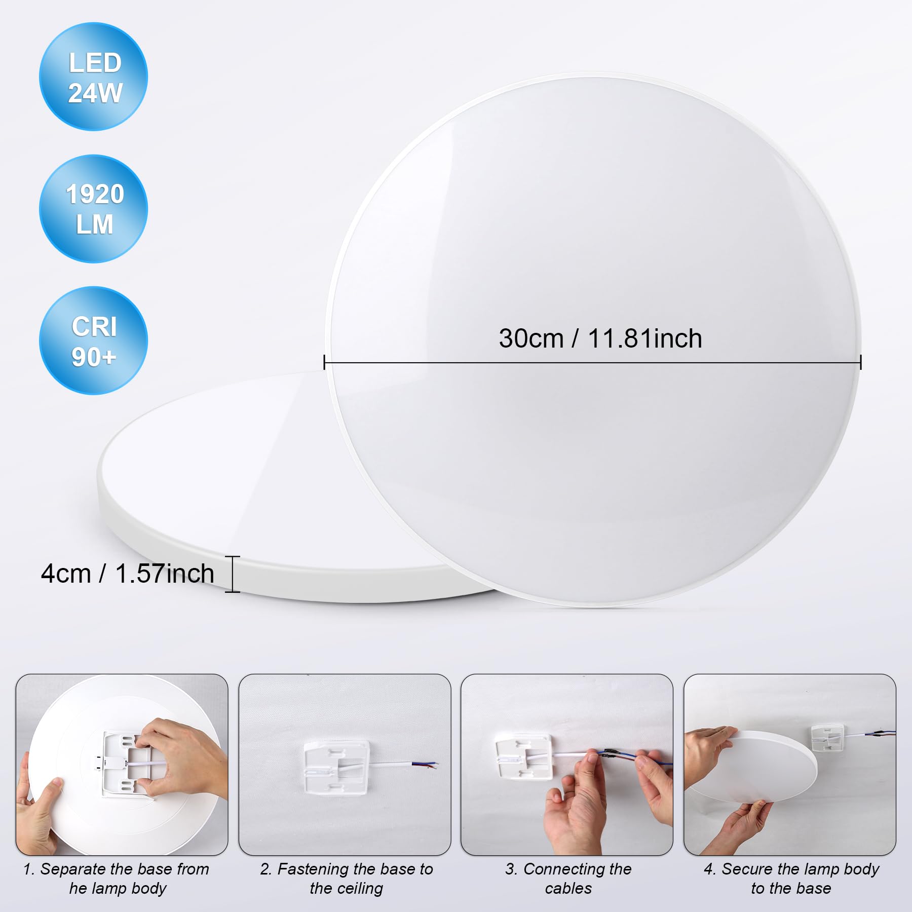 CHENBEN Plafón LED Techo, 24W RGB 3000-6500K, IP44, Compatible con Alexa | Regulable con mando a distancia y APP,compatible con voz Alexa.Iluminación RGB 3000-6500K,IP44,Para Baño, Dormitorio