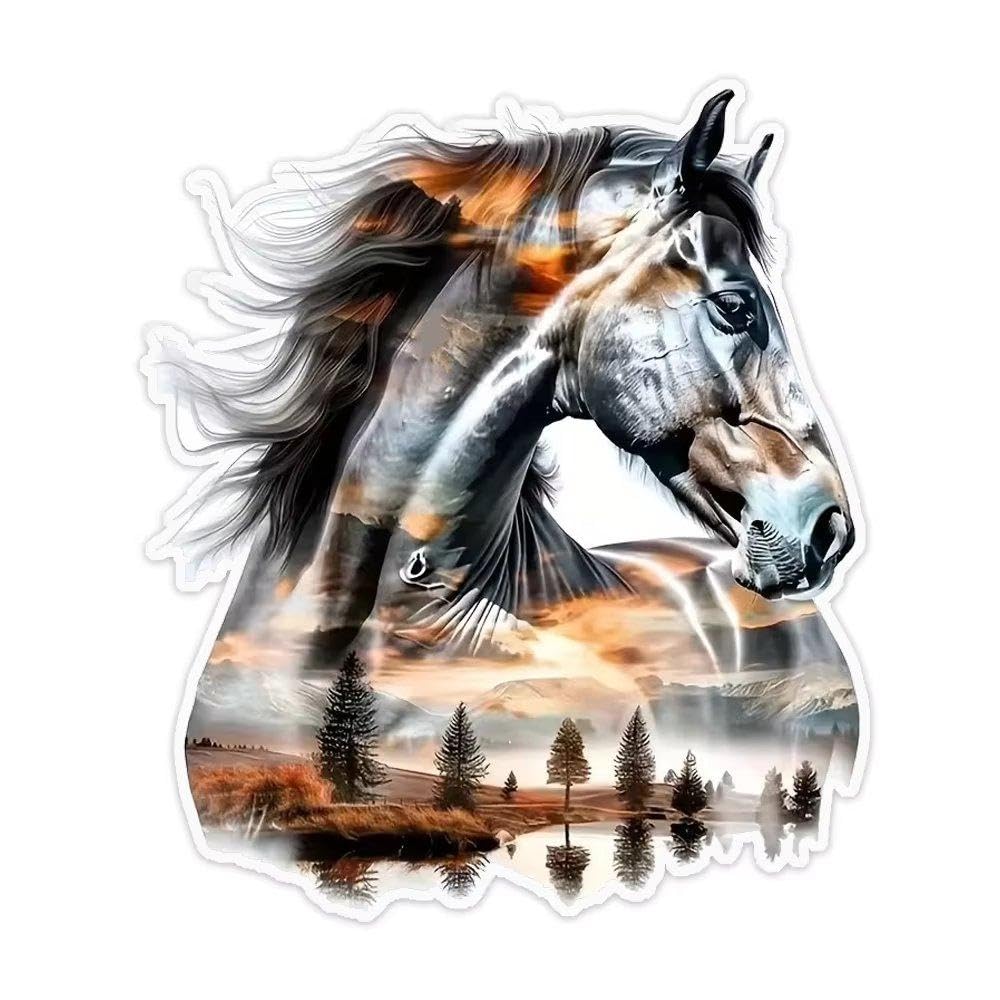 Horse Galloping Horse Decals Waterproof Vinyl Stickers for Car Laptop Trucks Wall and Glass Surface(15cm-Longest Side)