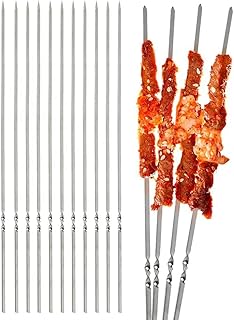 20 Pieces Stainless Steel skewers, BBQ skewers, Meat skewers, Stainless Steel skewers, Reusable BBQ skewers, Kebabs - 35cm