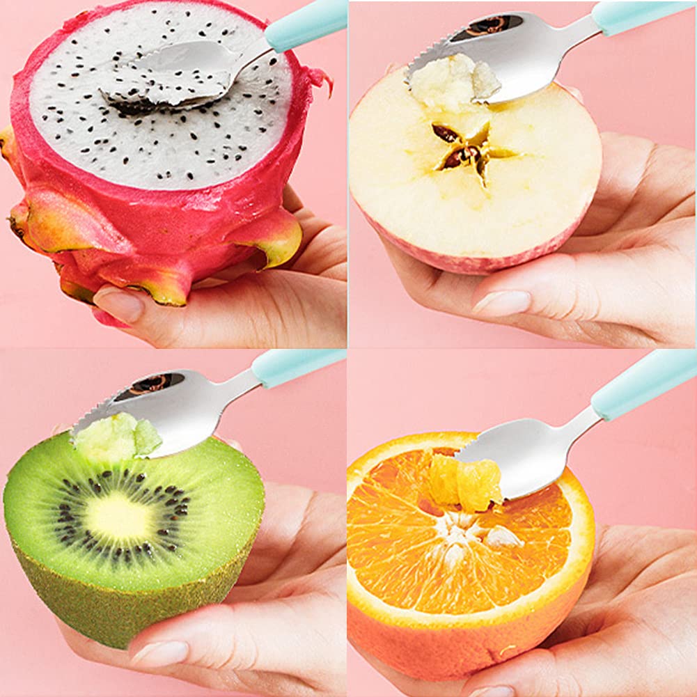 Bowiemall Double Head Baby Spoon Silicone Soft Baby Fruit Scraping Mud Spoon Feeding Spoons Training Scrapping Fruits Children Babies for Gifts (Pink) - 19.5 Cm - Image 5 thumbnail