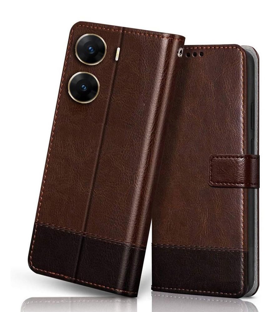 Windmill Premium Vegan Leather Dual Flip Magnetic Mobile Cover Case|Kickstand & Card Holder|360 Degree Grip Protection| Wallet Type with Magnetic Closure for Vivo V29E 5G (B0CJQG9B2M) Amazon Price History, Amazon Price Tracker