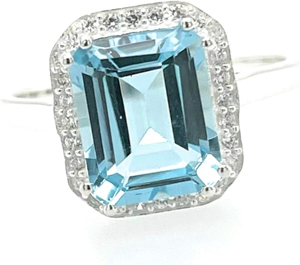 Natural 2.5ct Blue Topaz 925 Solid Sterling Silver Engagement Ring Size 7, 8, 9 - Image 8