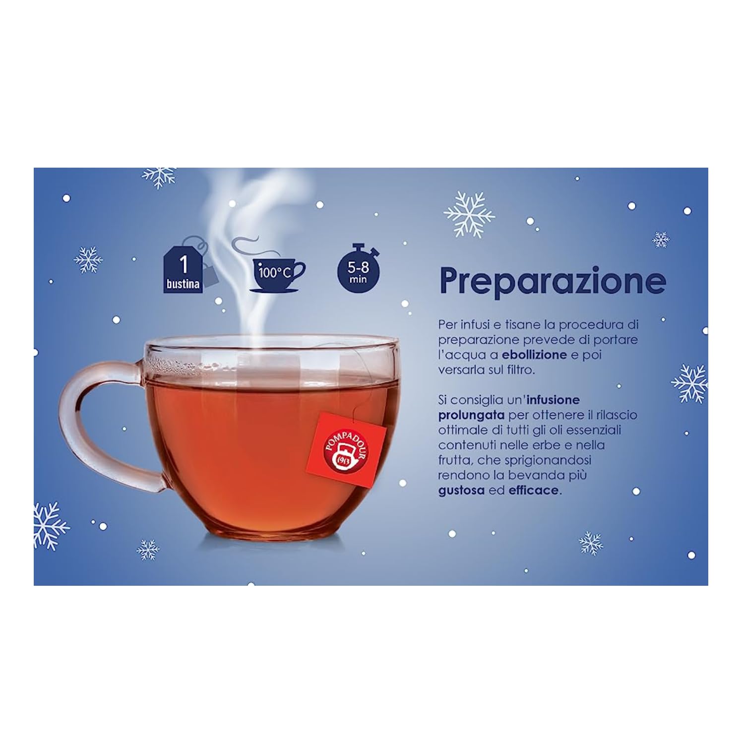 Pompadour® | Mezcla de frutas de canela y ciruela | Infusión de Manzana, Canela, Ciruela y Clavo - 3 x 20 Filtros (150 Gr) | Té de hierbas cielo estrellado