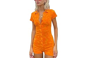 Women's Y2K Print Buttoned Bodycon Terrycloth Romper