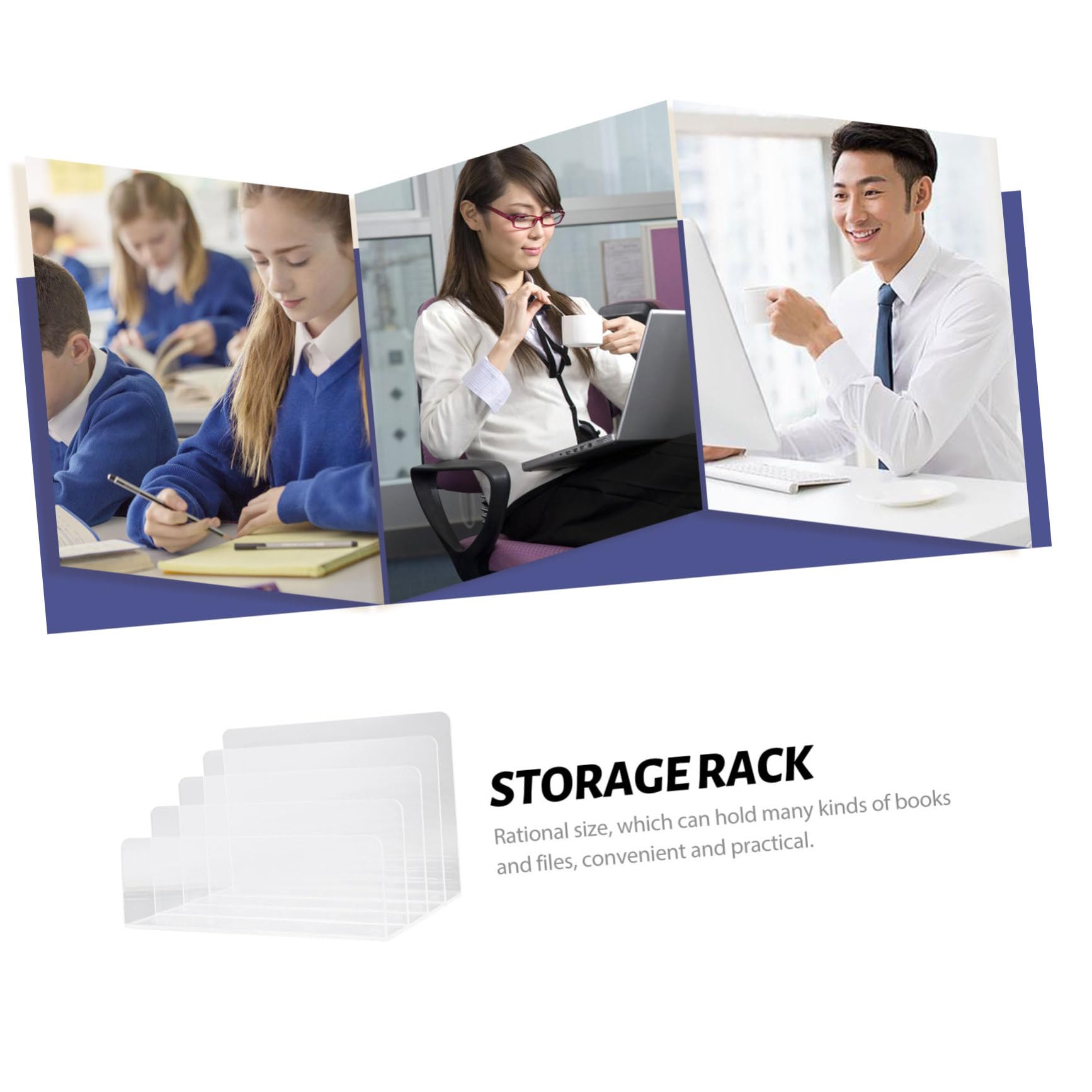 DOITOOL Organizador Acrílico Transparente Soporte para Documentos y Cartas Diseño Simple y Funcional para Escritorio Compartimentos Múltiples Adecuado para Oficina y Hogar