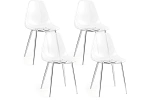GOFLAME Clear Dining Chairs Set of 4: Modern, Transparent, Sturdy, Armless Side Chairs