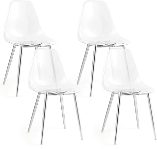 GOFLAME Clear Dining Chairs Set of 4, Modern Kitchen Chairs with Transpa...