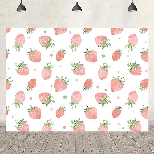 Miniatura 9 de Ticuenicoa Fondo de fotos de fresa de 9 x 6 pies, color rosa, acuarela, baby shower, decoración de fiesta de cumpleaños, suministros para niñas,