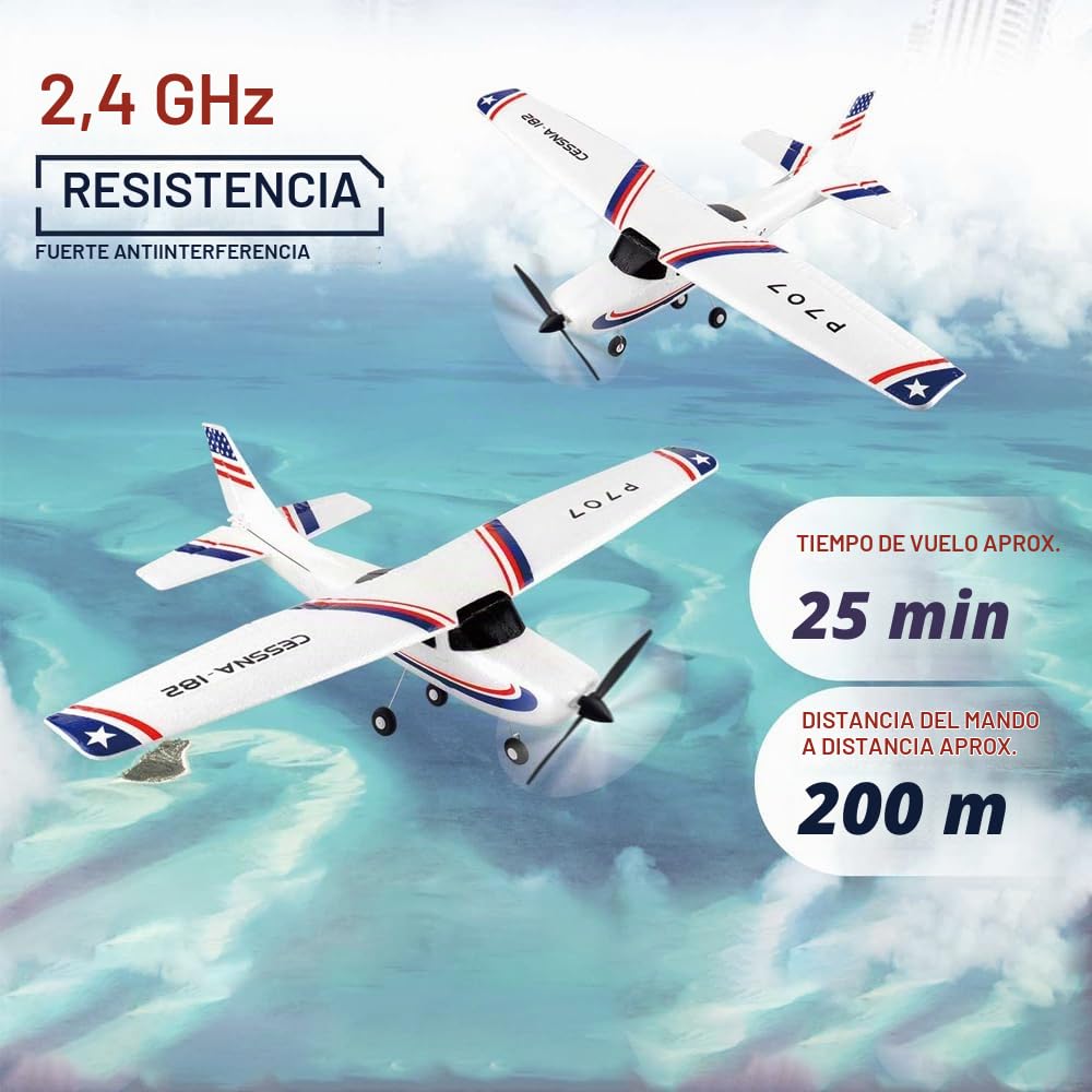 P707 Avión RC de 3 Canales para Adultos, 3D6G, ala Fija, RTF Avion Teledirigido con 2 Baterías, Motor 720,Juguetes para Principiantes al Aire Libre (2BSL)