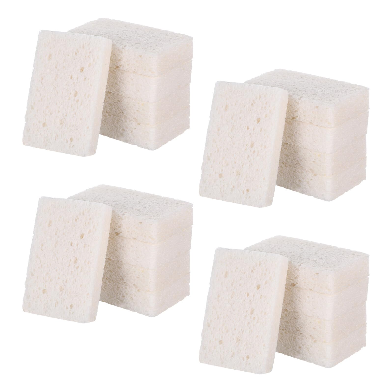 20 Stück Zellulose Küchenschwämme Saugfähige Kratzfreie Holzfaserschwämme Fettabweisende Spülschwämme für Geschirr Edelstahl Vielseitige Reinigungspads