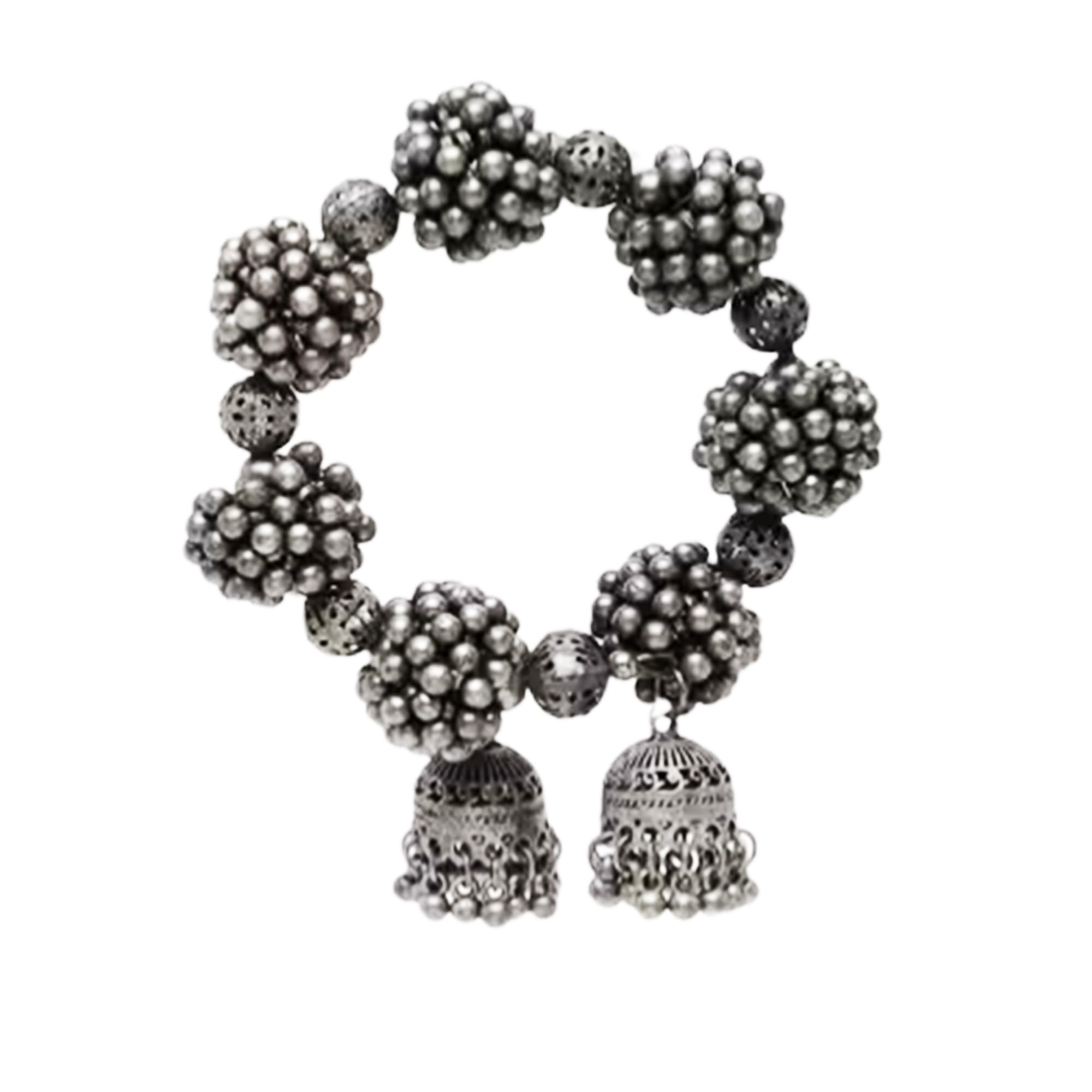 Honbon Ethnic Look Silver Oxidised Jhumka Hanging Adjustable Bracelet/Bangles/kada/Kangan/Chudi for Women and Girls(Pack of 1) (B0CKZ1FQLS) Amazon Price History, Amazon Price Tracker