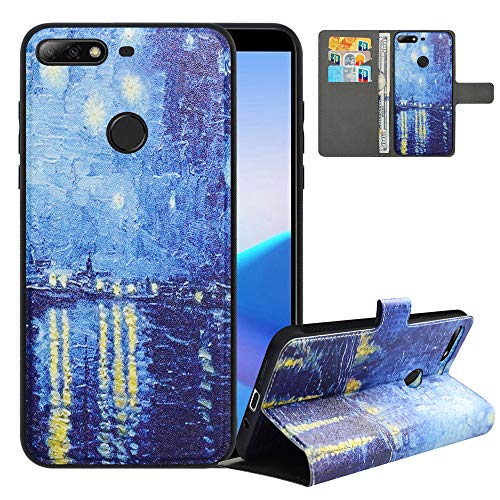 LFDZ Compatible with Huawei Y7 2018 Case,PU Leather Honor 7C Wallet Case with [RFID Blocking],2 in 1 Magnetic Detachable Flip Slim Cover Case for Huawei Y7 2018/Y7 Prime 2018/Honor 7C,Starry Night
