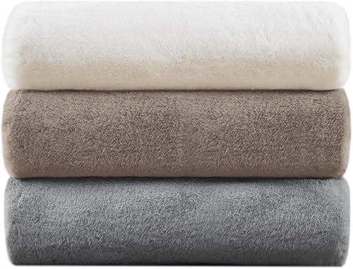 Miniatura 2 de Madison Park Manta reversible de piel sintética para invierno, funda cálida y mullida de primera calidad, textura de terciopelo suave y lujosa,