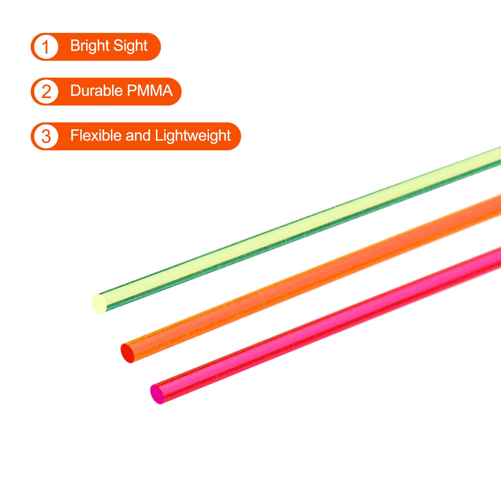 QUARKZMAN Fibre Optique Vue 1mmx15cm PMMA 6pcs Rouge Vert Orange DIY Art