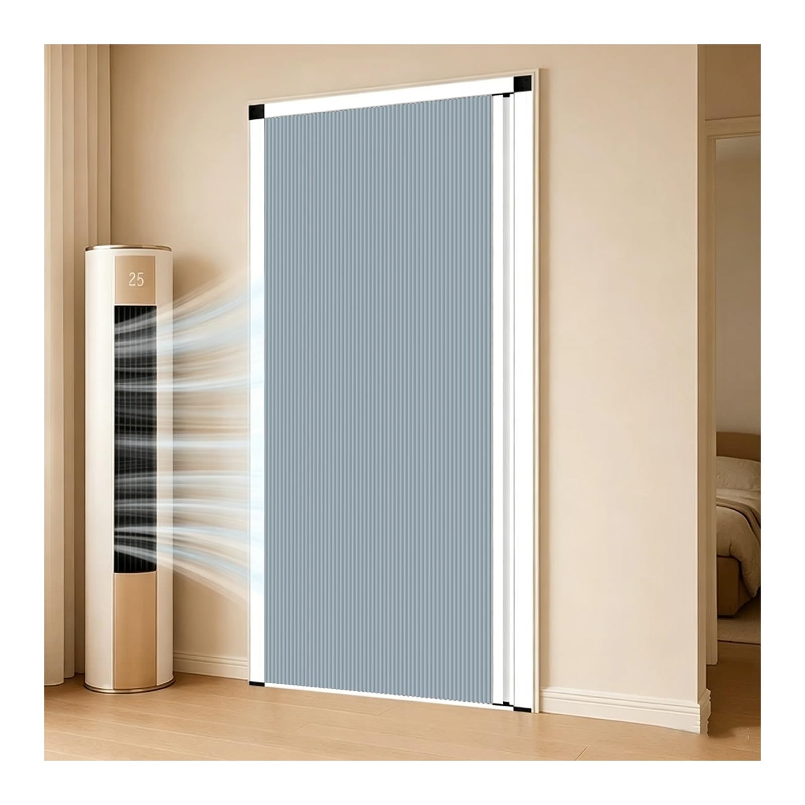Thermal Insulated Honeycomb Accordion Door, Customizable No Drill Sliding Partition for RV Shower, Closet & Bedroom Space Separation(Blue,80x210CM)