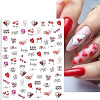 Vista 4 de 6 hojas de calcomanías autoadhesivas 3D para uñas de corazón negro y rojo Cupido corazón amor calcomanías para uñas naturales uñas acrílicas diseño